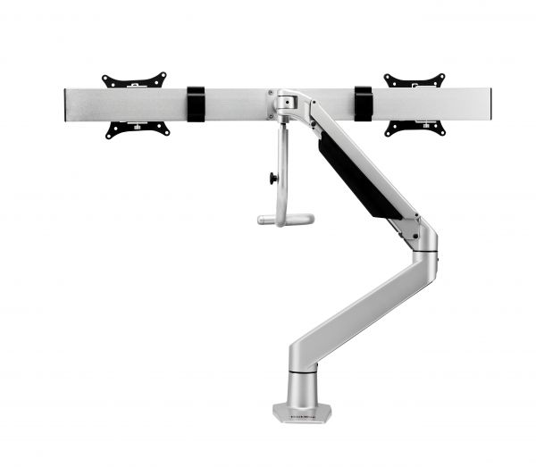 Monitorarm Axon duo met crossbar, zilver